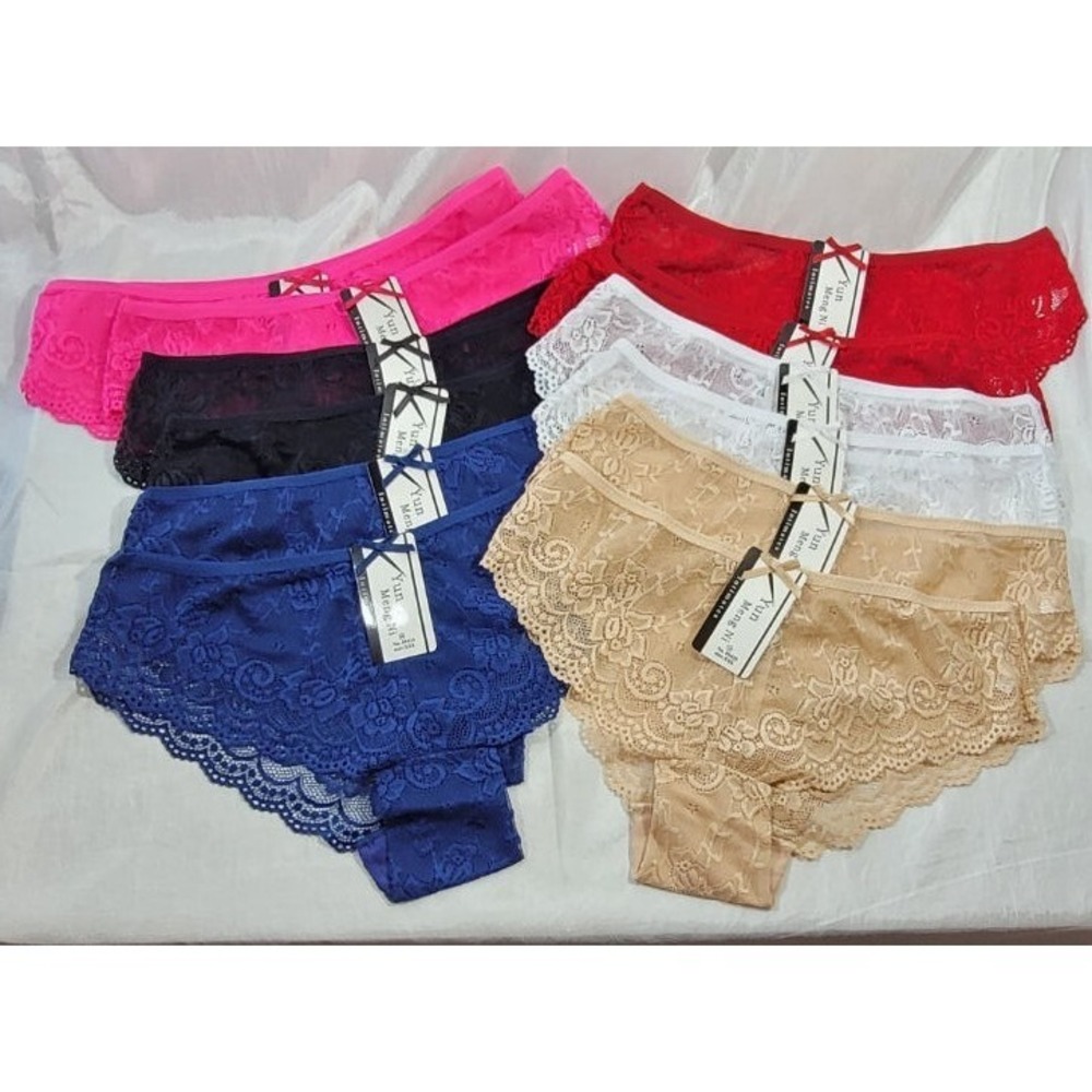 10 Pack Yun Meng Ni Women's Lace Brief Panties - Size XL (13" Waist)